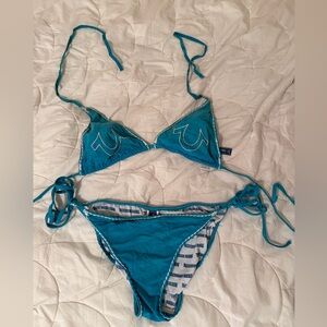 Y2K True Religion Turquoise Bikini Set